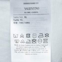 Pre Owned Valentino White/Metallic Cotton Logo-Embossed T-Shirt XL