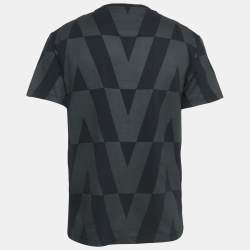 Valentino Black Macro Optic-V Printed Cotton T-Shirt L