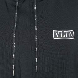 Valentino Black Knit VLTN Rubber Logo Hooded Gilet M
