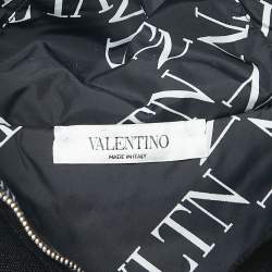 Valentino Black Knit VLTN Rubber Logo Hooded Gilet M