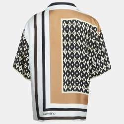 Valentino Multicolor Foulard Print Silk Button Front Bowling Shirt L