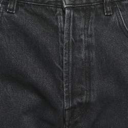 Valentino Grey V Logo Print Washed Denim Straight Fit Jeans L Waist 34"