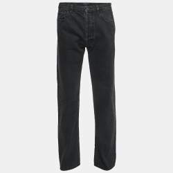 Valentino Grey V Logo Print Washed Denim Straight Fit Jeans L Waist 34"