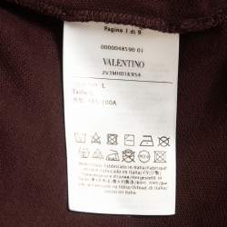 Pre Owned Valentino Burgundy Cotton Pique Logo Polo T-Shirt L