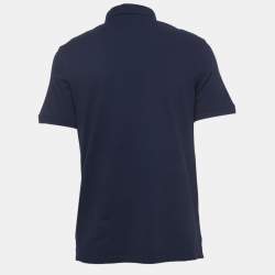 Pre Owned Valentino Navy Blue Cotton Pique Logo Embroidered Polo T-Shirt L