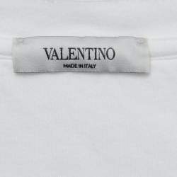 Pre Owned Valentino White Logo Print Cotton T-Shirt L