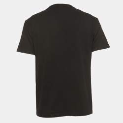 Pre Owned Valentino Black Logo Printed Cotton T-Shirt L