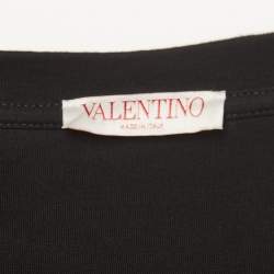 Pre Owned Valentino Black Logo Printed Cotton T-Shirt L