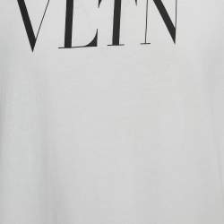 Pre Owned Valentino White VLTN Print Cotton Half Sleeve T-Shirt XL