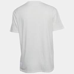 Pre Owned Valentino White VLTN Print Cotton Half Sleeve T-Shirt XL
