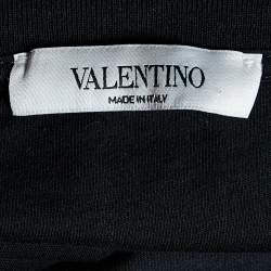 Pre Owned Valentino Black Logo Print Cotton Crew Neck T-Shirt L
