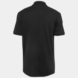 Pre Owned Valentino Black Logo Print Pique Cotton Polo T-Shirt XXL