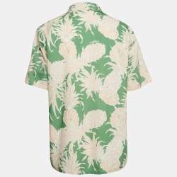 Valentino Green Pineapple Print Cotton Hawaiian Shirt S