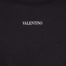 مملوكة مسبقًا Valentino Black Printed Cotton Knit Crew Neck T-shirt S