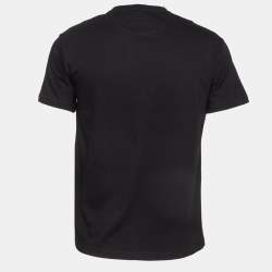 مملوكة مسبقًا Valentino Black Printed Cotton Knit Crew Neck T-shirt S