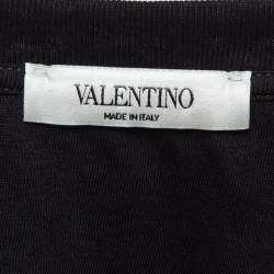 مملوكة مسبقًا Valentino Black Printed Cotton Knit Crew Neck T-shirt S