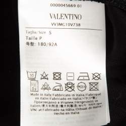 مملوكة مسبقًا Valentino Black Printed Cotton Knit Crew Neck T-shirt S