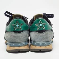 Pre Owned Valentino Multicolor Leather and Suede Rockrunner Sneakers Size 44