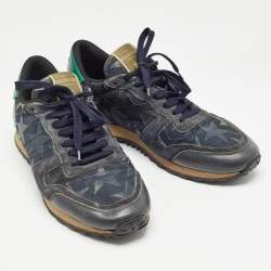 Pre Owned Valentino Multicolor Leather and Suede Rockrunner Sneakers Size 44