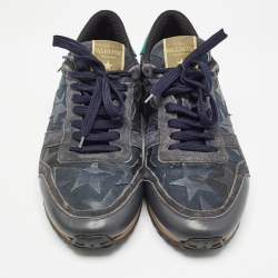 Pre Owned Valentino Multicolor Leather and Suede Rockrunner Sneakers Size 44