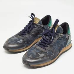 Pre Owned Valentino Multicolor Leather and Suede Rockrunner Sneakers Size 44