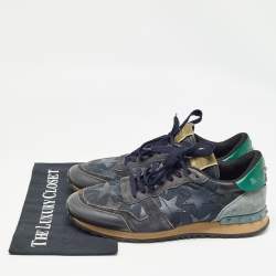 Pre Owned Valentino Multicolor Leather and Suede Rockrunner Sneakers Size 44