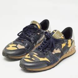 Valentino Multicolor Suede and Leather Lace Up Sneakers Size 43