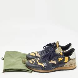 Valentino Multicolor Suede and Leather Lace Up Sneakers Size 43