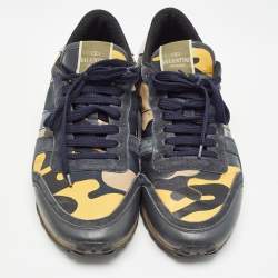 Valentino Multicolor Suede and Leather Lace Up Sneakers Size 43