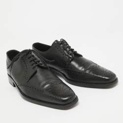 Valentino Black Brogue Leather Lace Up Derby Size 41