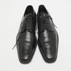 Valentino Black Brogue Leather Lace Up Derby Size 41