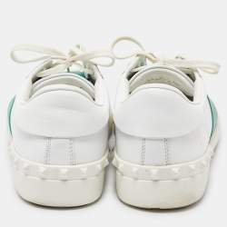 Valentino White/Green Leather Open Sneakers Size 43.5
