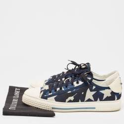 Pre Owned Valentino Multicolor Canvas and Leather Star Lace Up Sneakers Size 44
