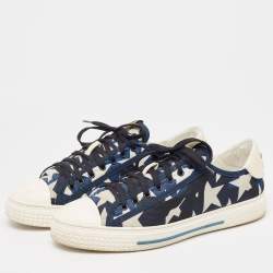 Pre Owned Valentino Multicolor Canvas and Leather Star Lace Up Sneakers Size 44