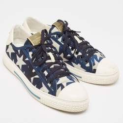 Pre Owned Valentino Multicolor Canvas and Leather Star Lace Up Sneakers Size 44