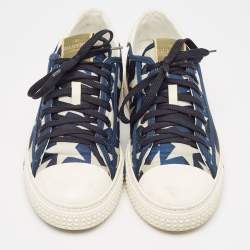 Pre Owned Valentino Multicolor Canvas and Leather Star Lace Up Sneakers Size 44