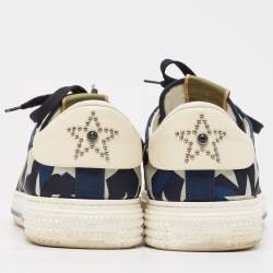 Pre Owned Valentino Multicolor Canvas and Leather Star Lace Up Sneakers Size 44