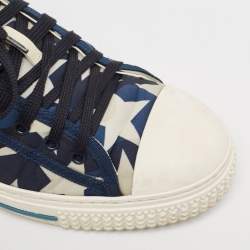 Pre Owned Valentino Multicolor Canvas and Leather Star Lace Up Sneakers Size 44