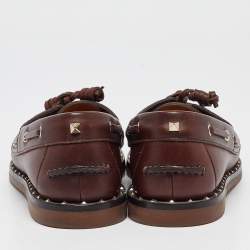 Valentino Burgundy Leather Rockstud Derby Loafers Size 43