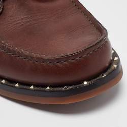 Valentino Burgundy Leather Rockstud Derby Loafers Size 43