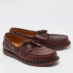 Valentino Burgundy Leather Rockstud Derby Loafers Size 43