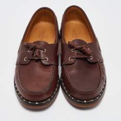 Valentino Burgundy Leather Rockstud Derby Loafers Size 43