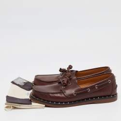 Valentino Burgundy Leather Rockstud Derby Loafers Size 43