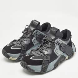 Valentino Black/Grey Fabric and Suede VLTN Wod Low Top Sneakers Size 44