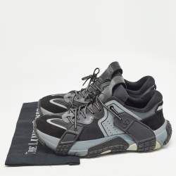 Valentino Black/Grey Fabric and Suede VLTN Wod Low Top Sneakers Size 44