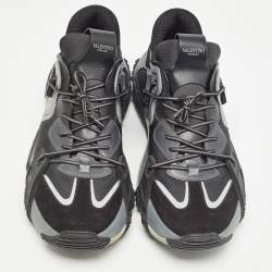 Valentino Black/Grey Fabric and Suede VLTN Wod Low Top Sneakers Size 44