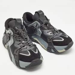 Valentino Black/Grey Fabric and Suede VLTN Wod Low Top Sneakers Size 44