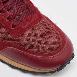 Valentino Red Leather,Mesh and Suede Rockrunner Sneakers Size 41