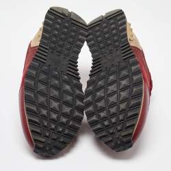 Valentino Red Leather,Mesh and Suede Rockrunner Sneakers Size 41