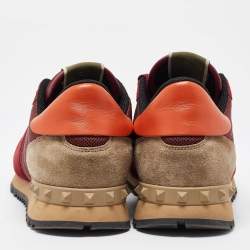Valentino Red Leather,Mesh and Suede Rockrunner Sneakers Size 41